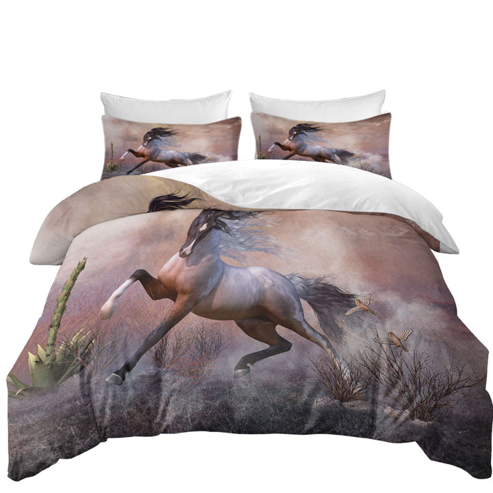 American Wild Spooked Horse King Duvet Cover set