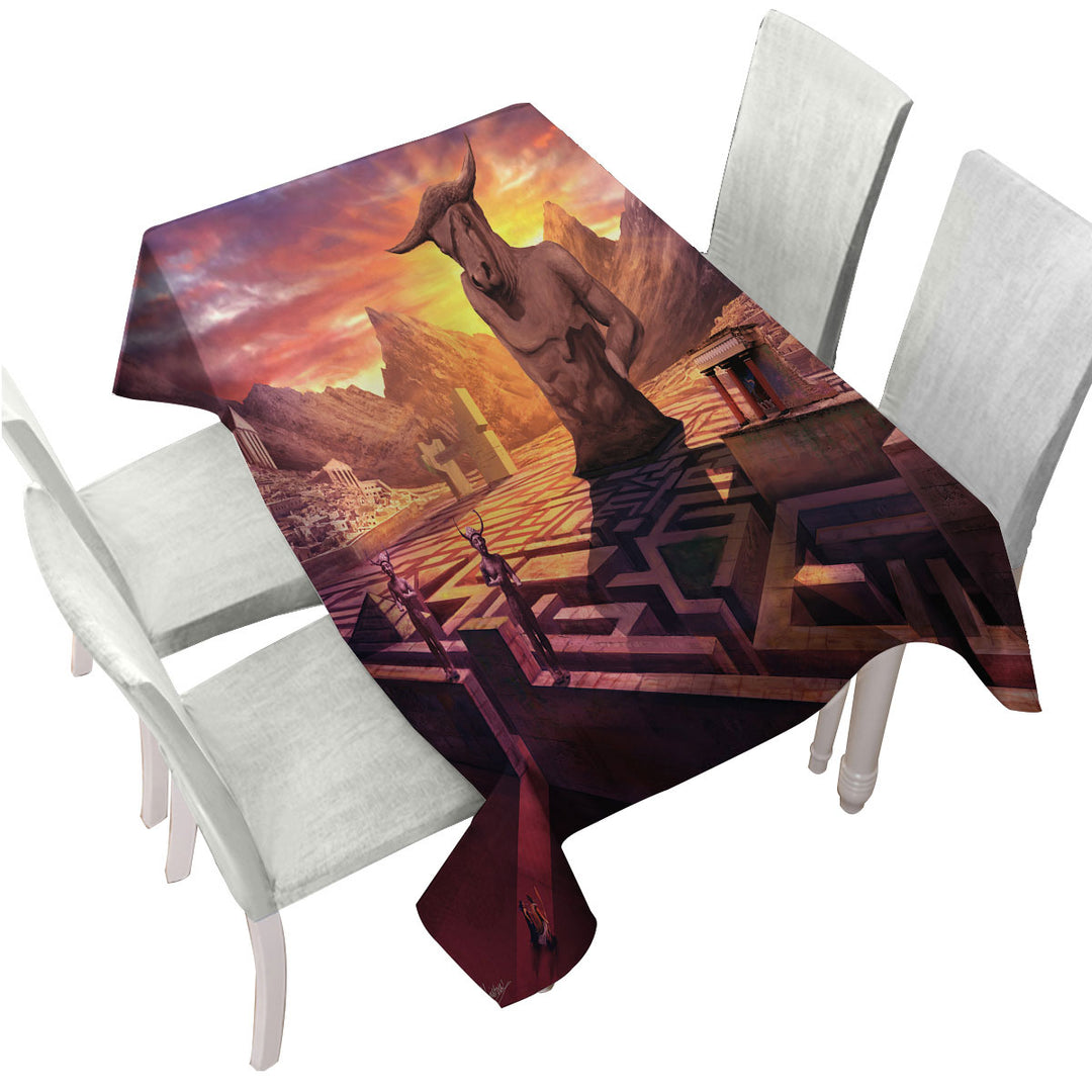 Ancient Fantasy Temple and City Custom tablecloths