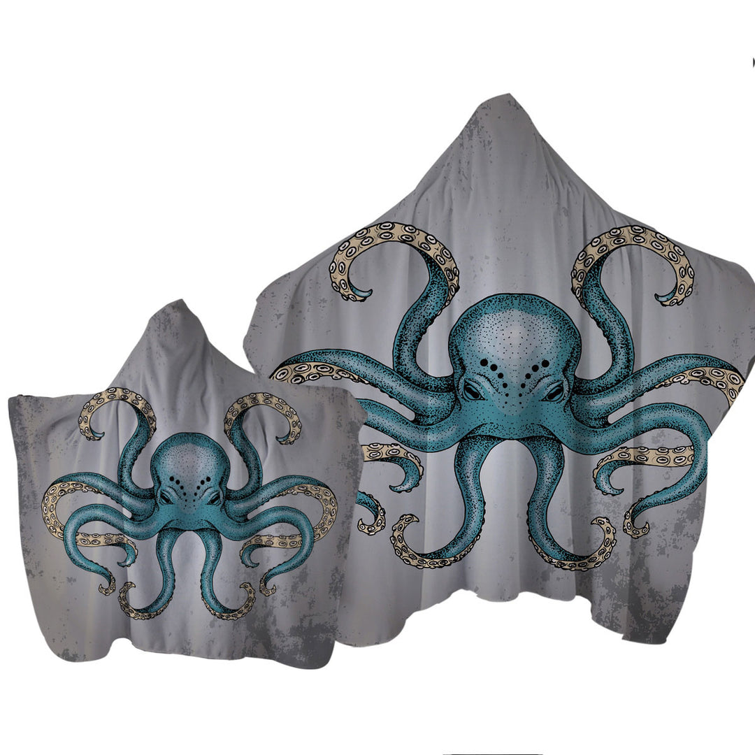 Angry Octopus Hooded Beach Towel