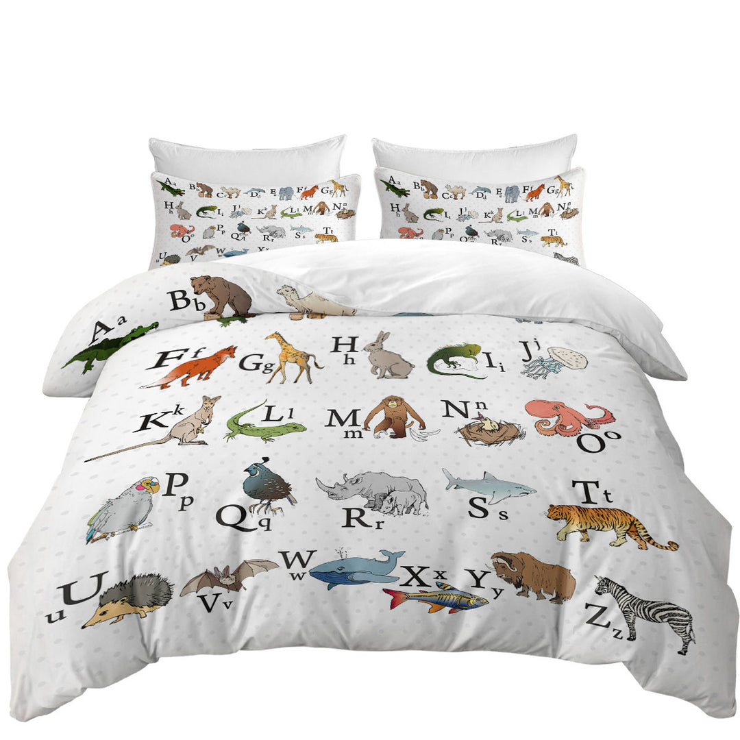 Animal Alphabet Kids Design Twin xl Duvet Covers