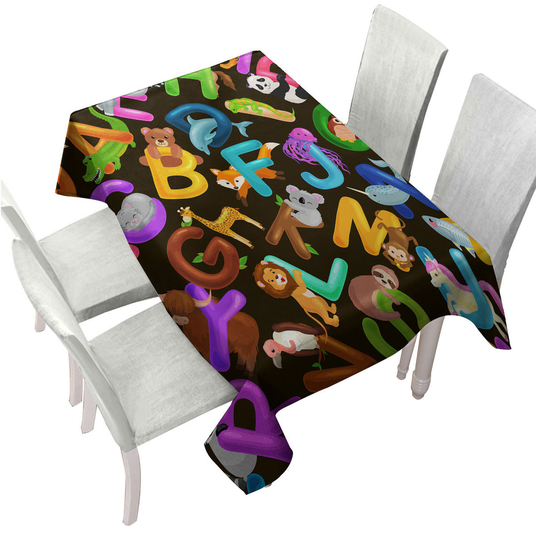 Animal Alphabet Mix for Kids Tablecloth