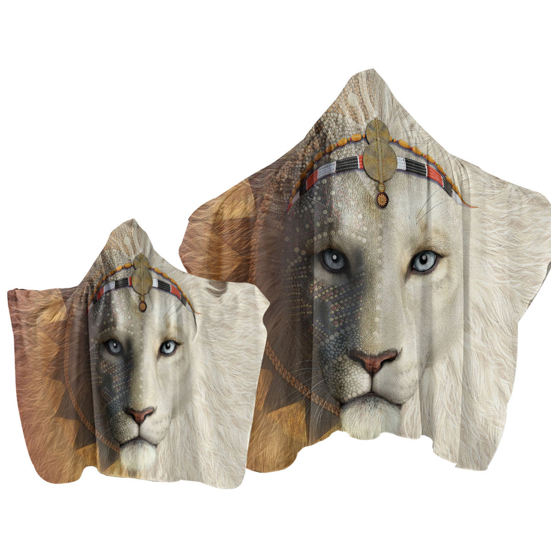 Animal Art Amari the White Lion Towel with Hood