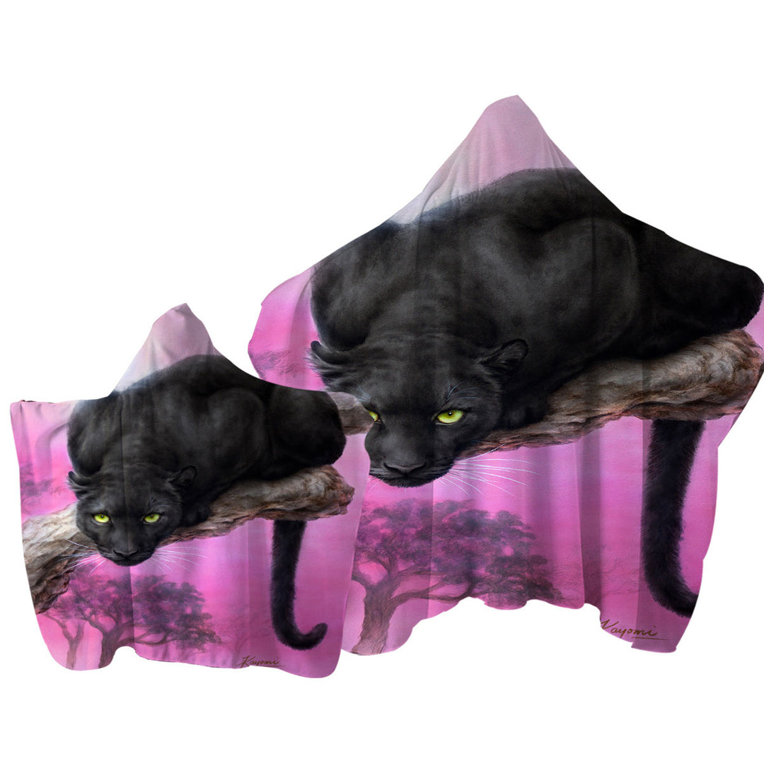 Animal Art Black Panther over Pink Towel with Hood