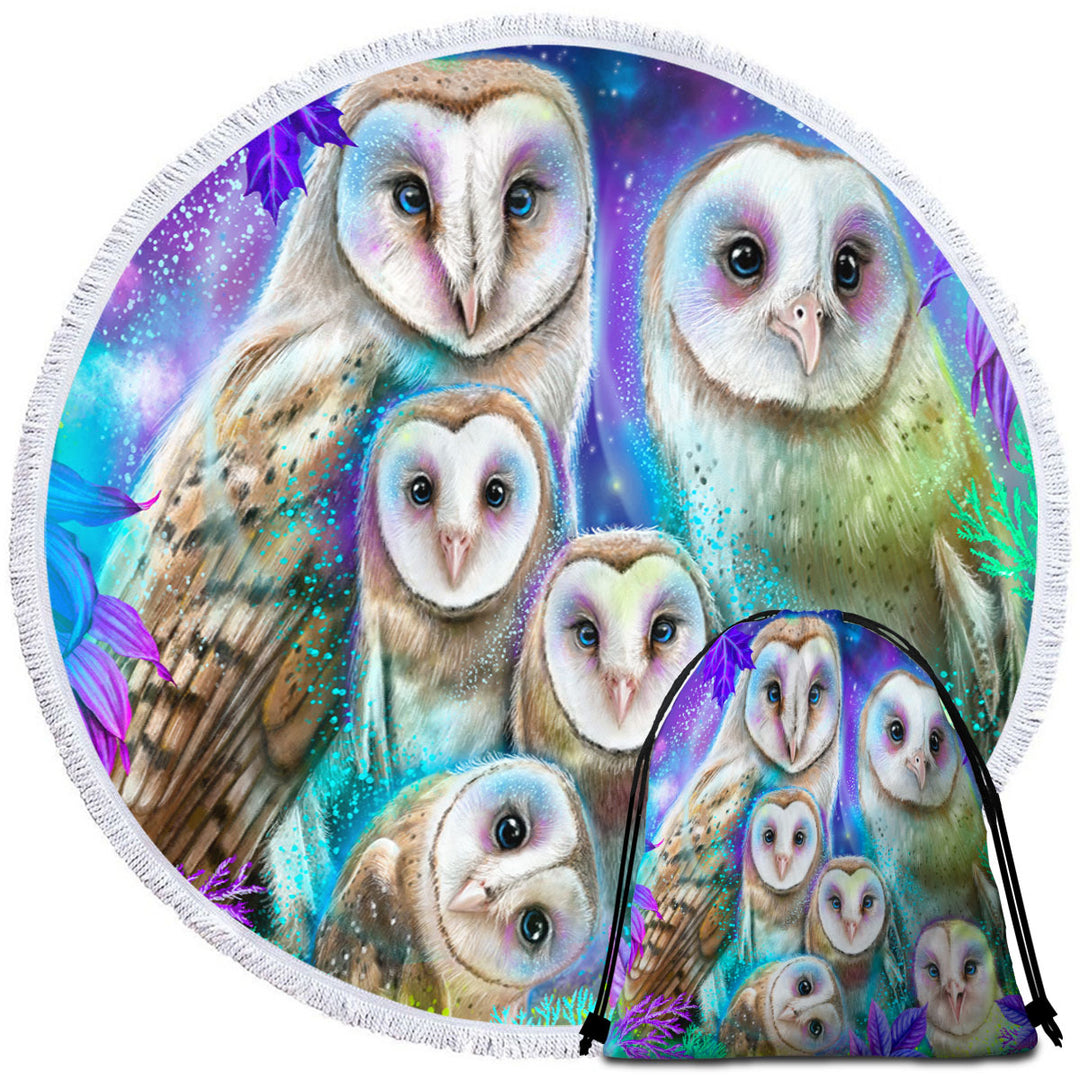 Animal Art Daydream Barn Owls Beach Towels