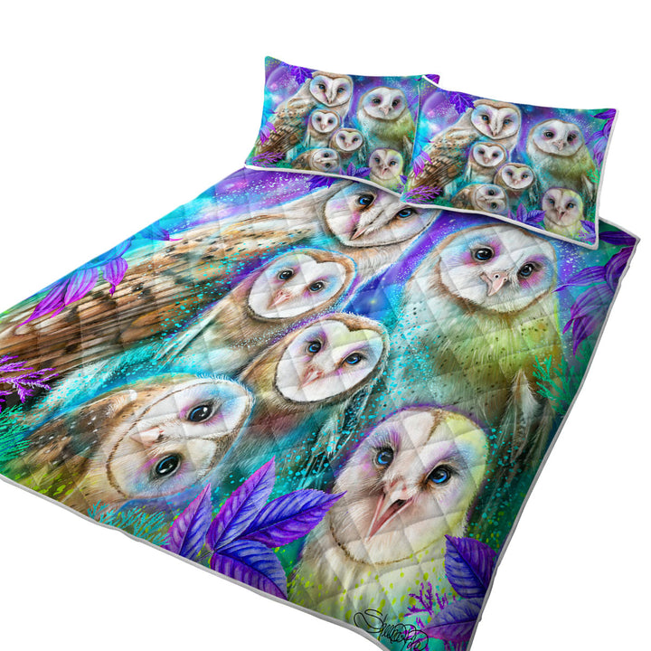 Animal Art Daydream Barn Owls Coverlet