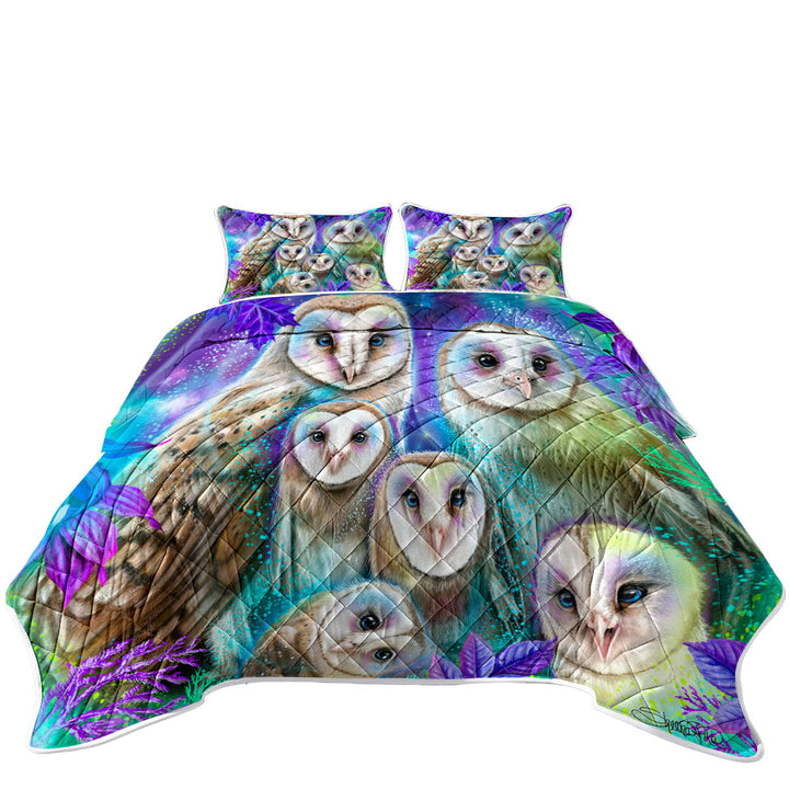 Animal Art Daydream Barn Owls King Size Quilt