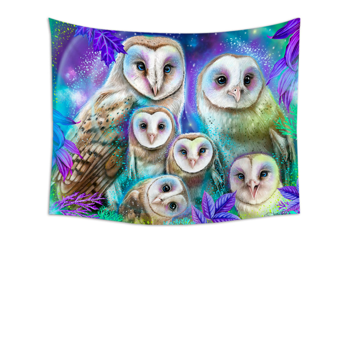 Animal Art Daydream Barn Owls Tapestry Wall Decor