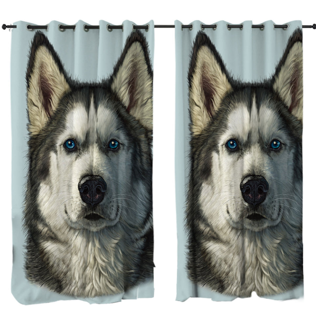 Animal Art Husky Dog Curtains for Living Room