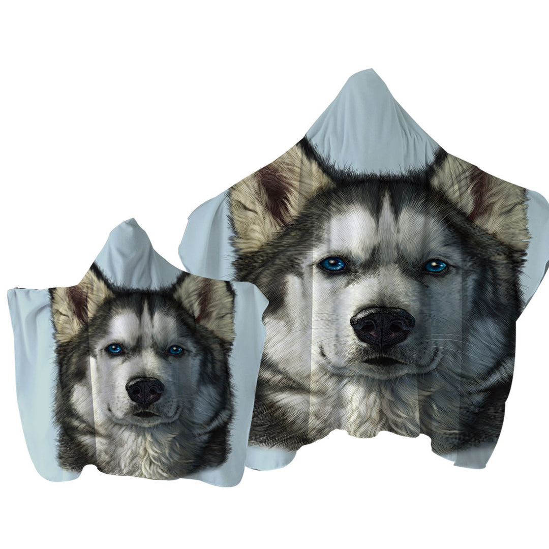 Animal Art Husky Dog Hooded Beach Towel