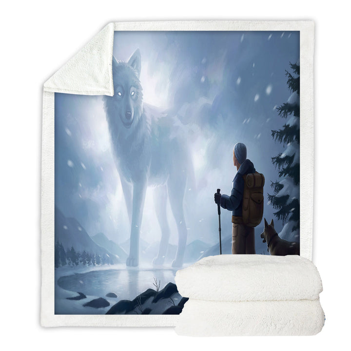 Animal Art Lightweight Blankets The Visit Winter Wolf Soul