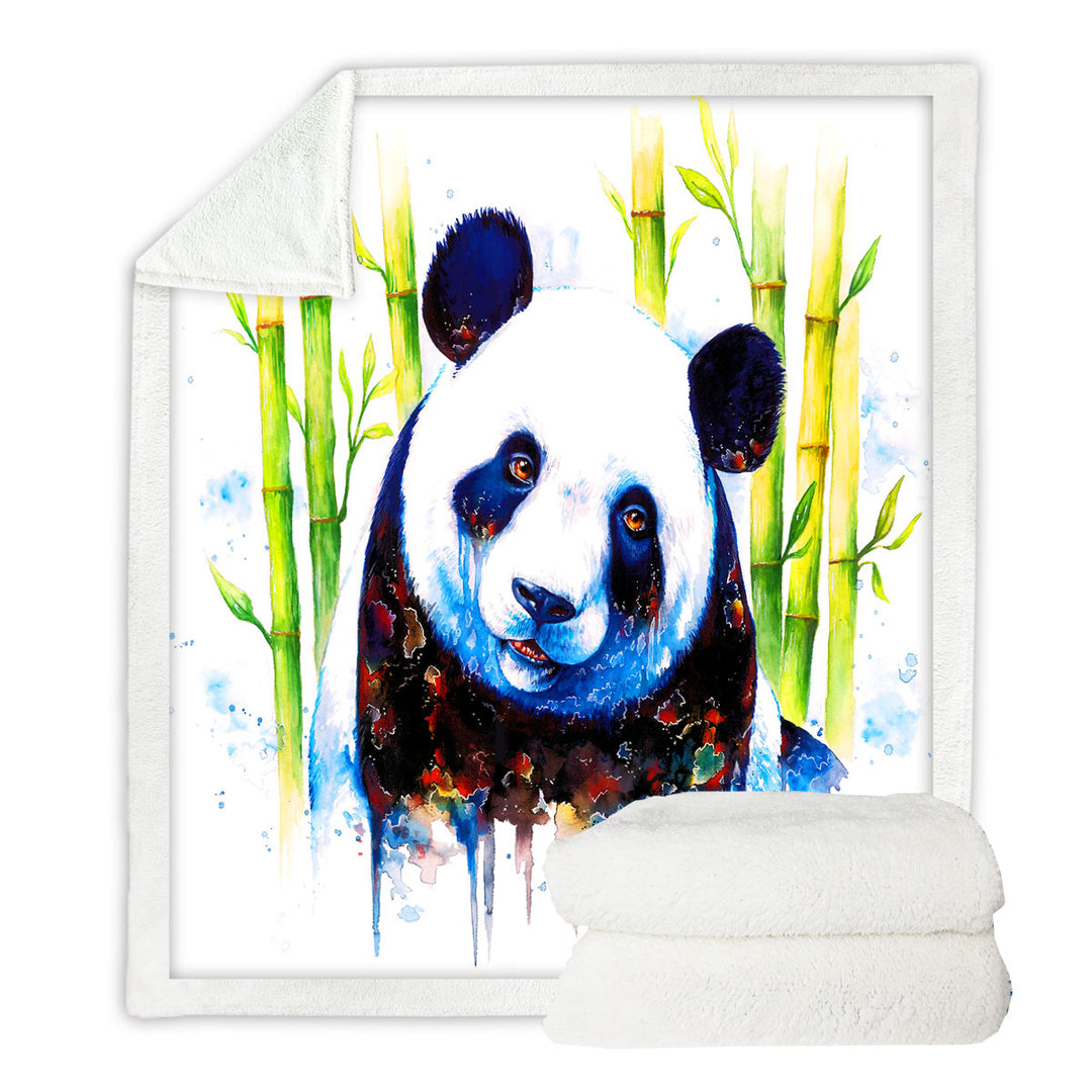 Animal Art Painting Bamboo Panda Fleece Blankets