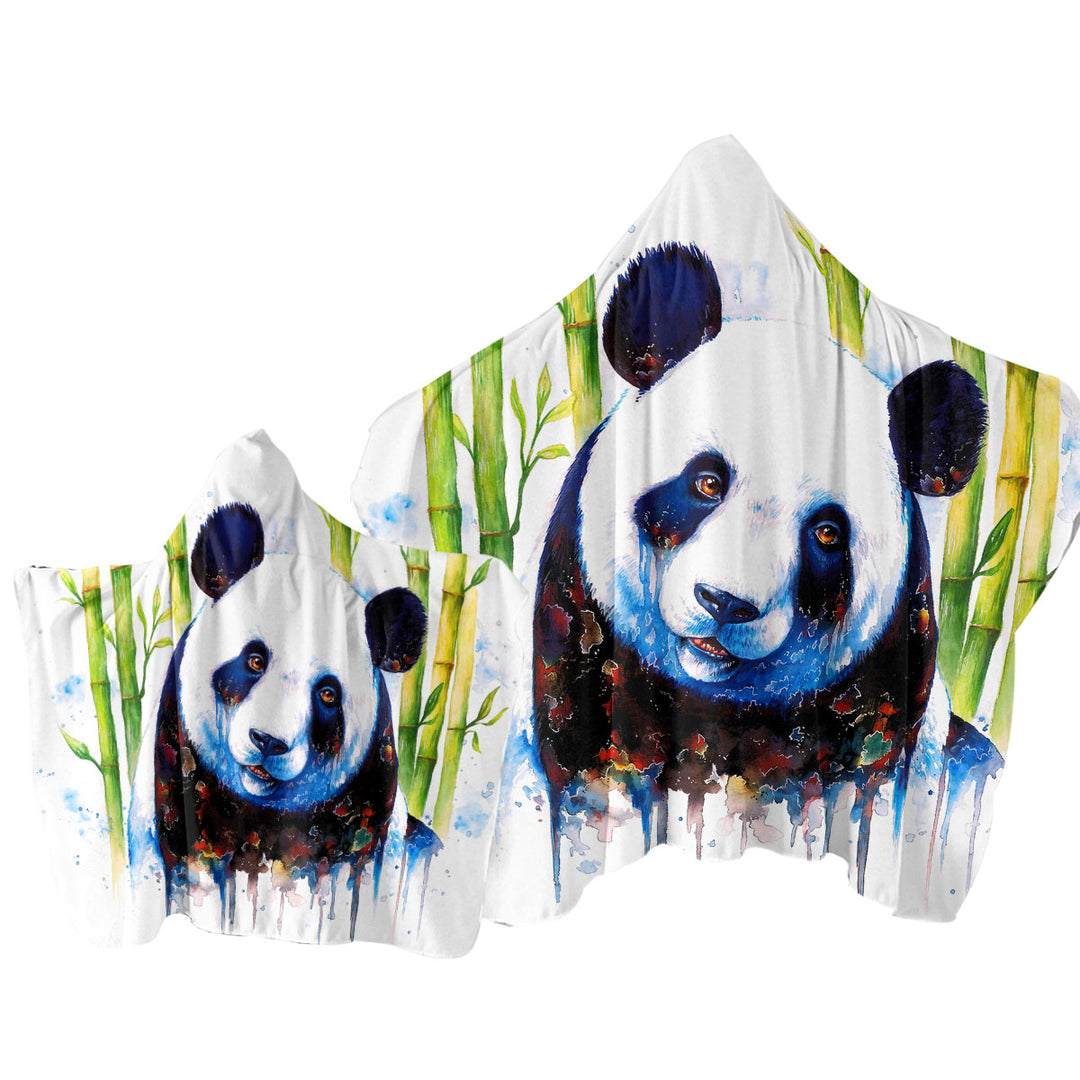 Animal Art Painting Bamboo Panda Hooded Beach Towel