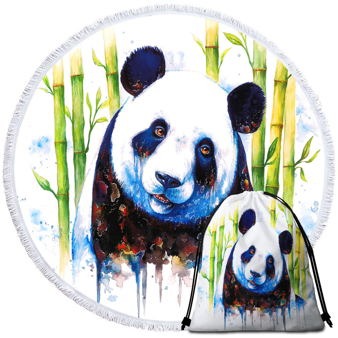 Animal Art Painting Bamboo Panda Microfibre Beach Towels