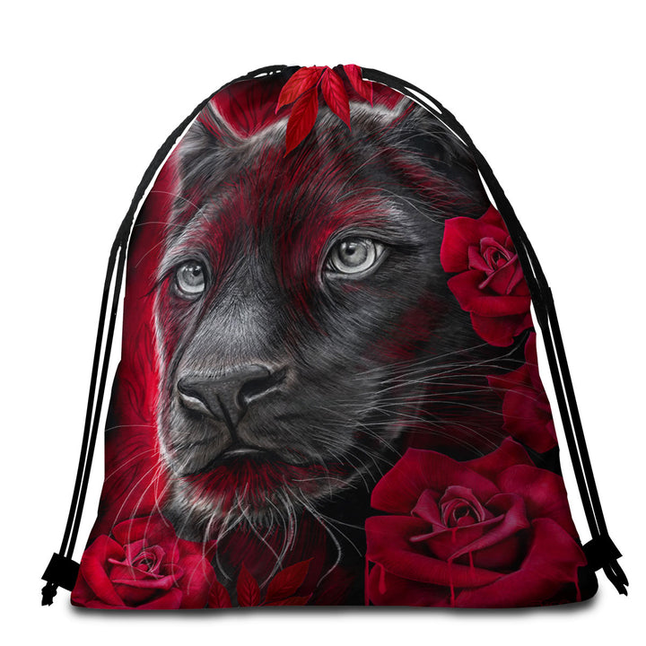 Animal Art Scarlet Rose Panther Beach Towels and Bags Set_4b4ffb03 b6a1 4e8d 9277 ead87dbd5c5f