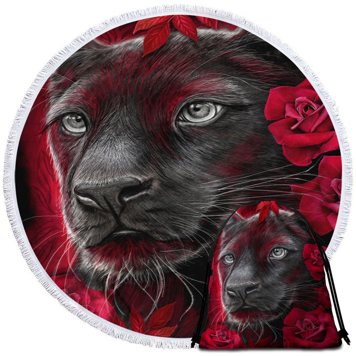 Animal Art Scarlet Rose Panther Microfibre Beach Towels