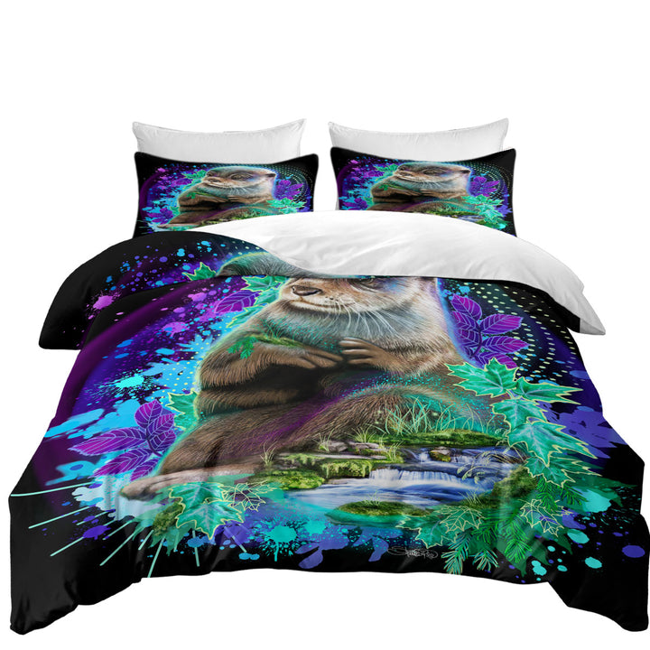 Animal Art Waterfall Otter Spirit Duvet Cover