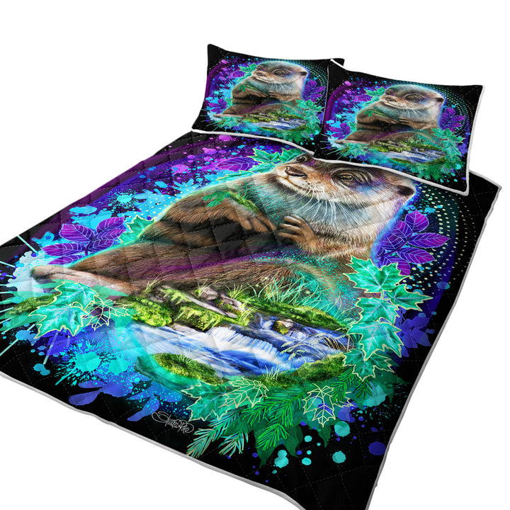 Animal Art Waterfall Otter Spirit Quilts for sale