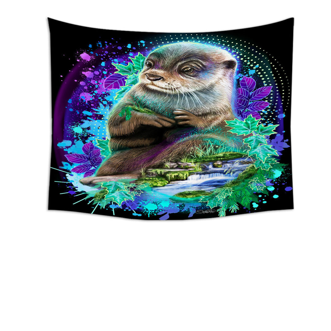 Animal Art Waterfall Otter Tapestry Wall Decor