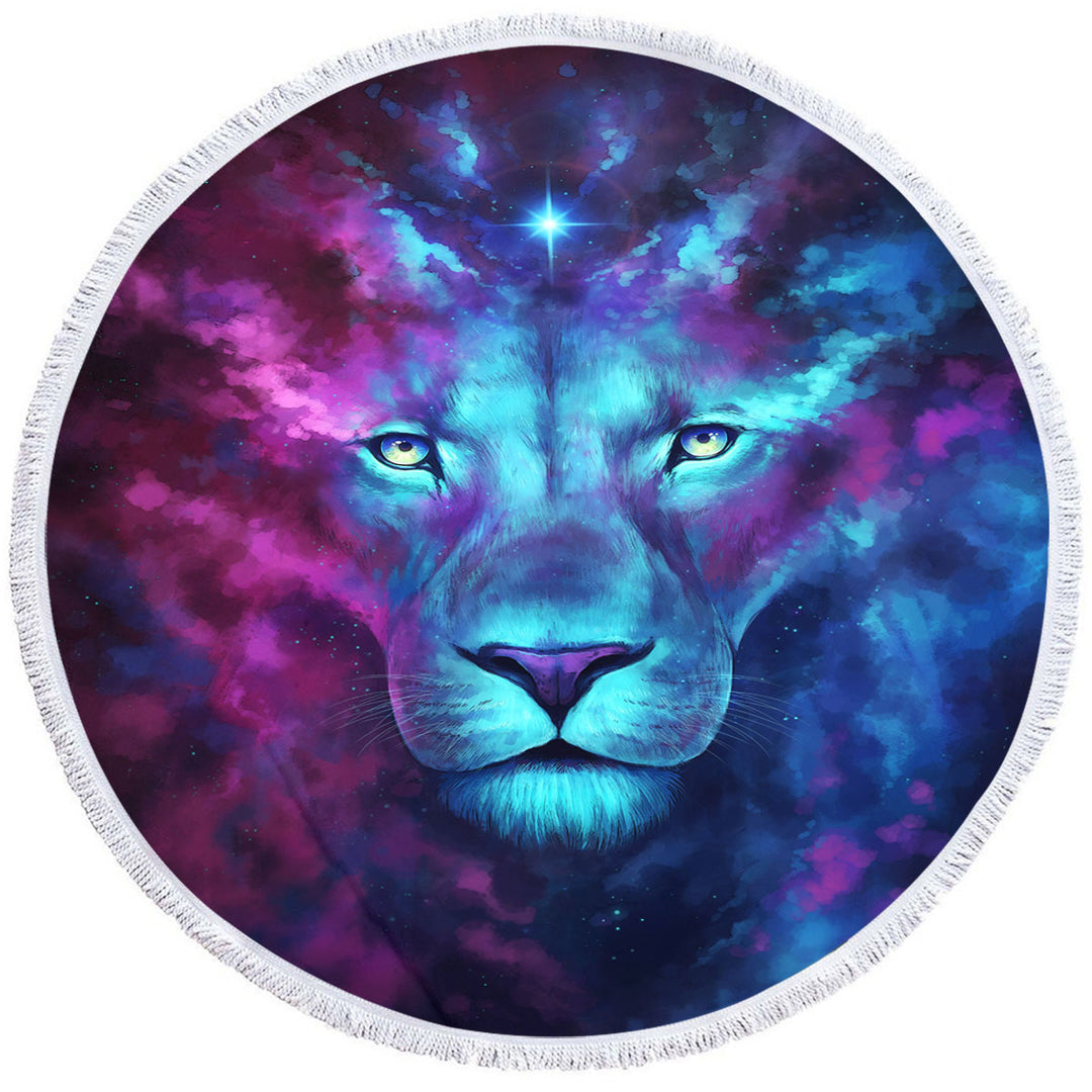 Animal Circle Beach Towel Fantasy Art Firstborn Space Lion