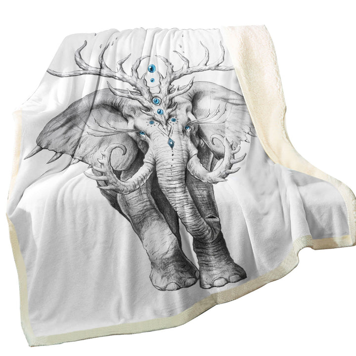 Animal Drawing Elephant Throw Blanket