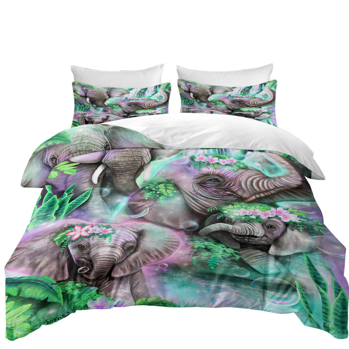 Animal Painting Day Dream Elephants Lagoon Duvet Covers