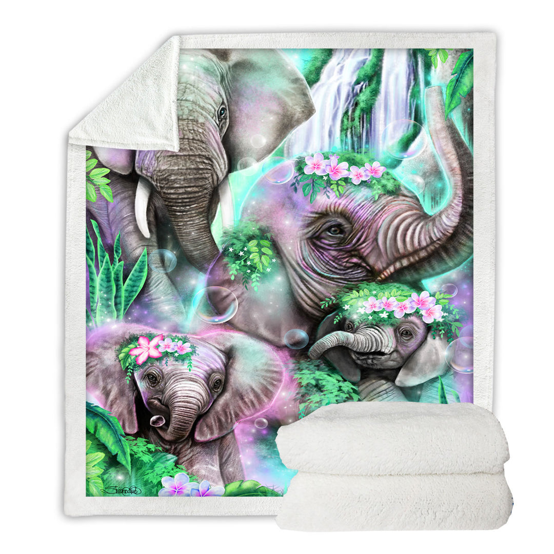 Animal Painting Day Dream Elephants Throw Blanket