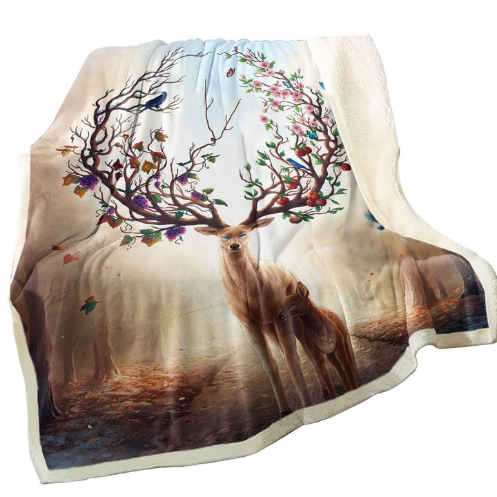 Animal Painting Fleece blankets Seasons Change Deer