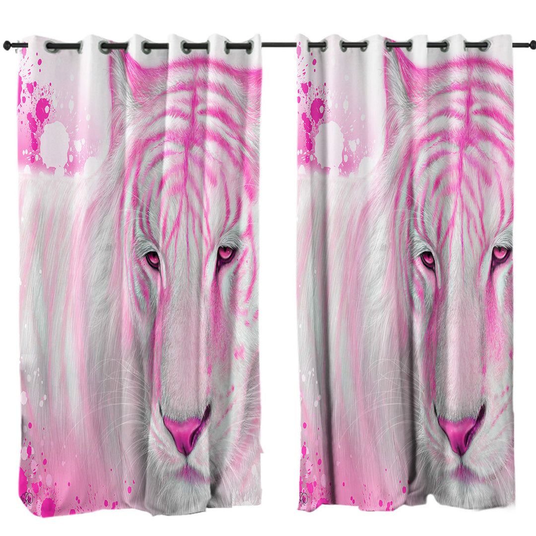 Animal Painting Hot Pink Tigress Curtain