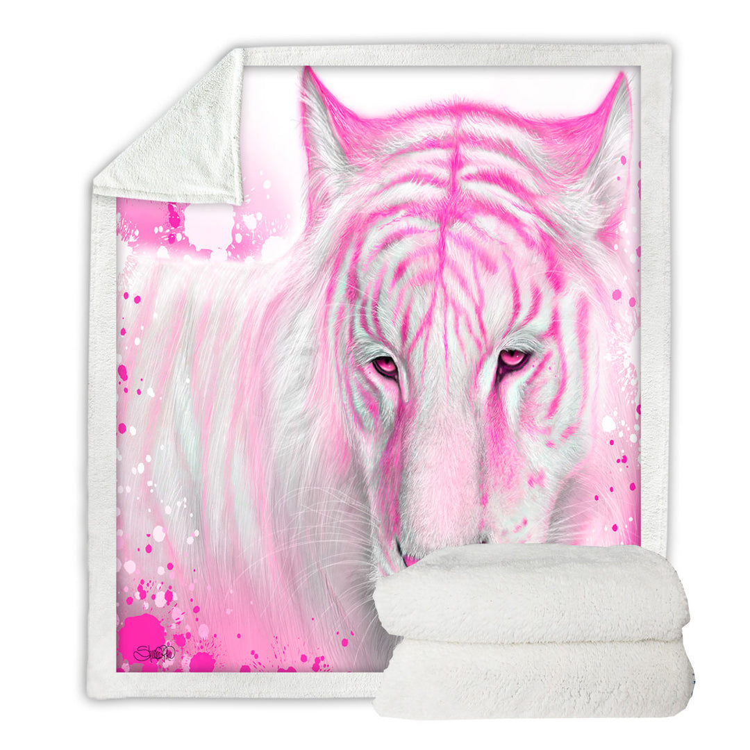Animal Painting Hot Pink Tigress Fleece Blankets
