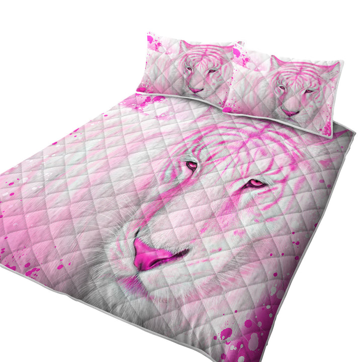 Animal Painting Hot Pink Tigress King Size Quilt Sets