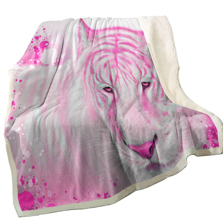 Animal Painting Hot Pink Tigress Sherpa Blanket