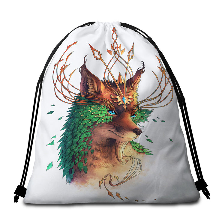 Animal Painting Royal Fox Beach Bags and Towels