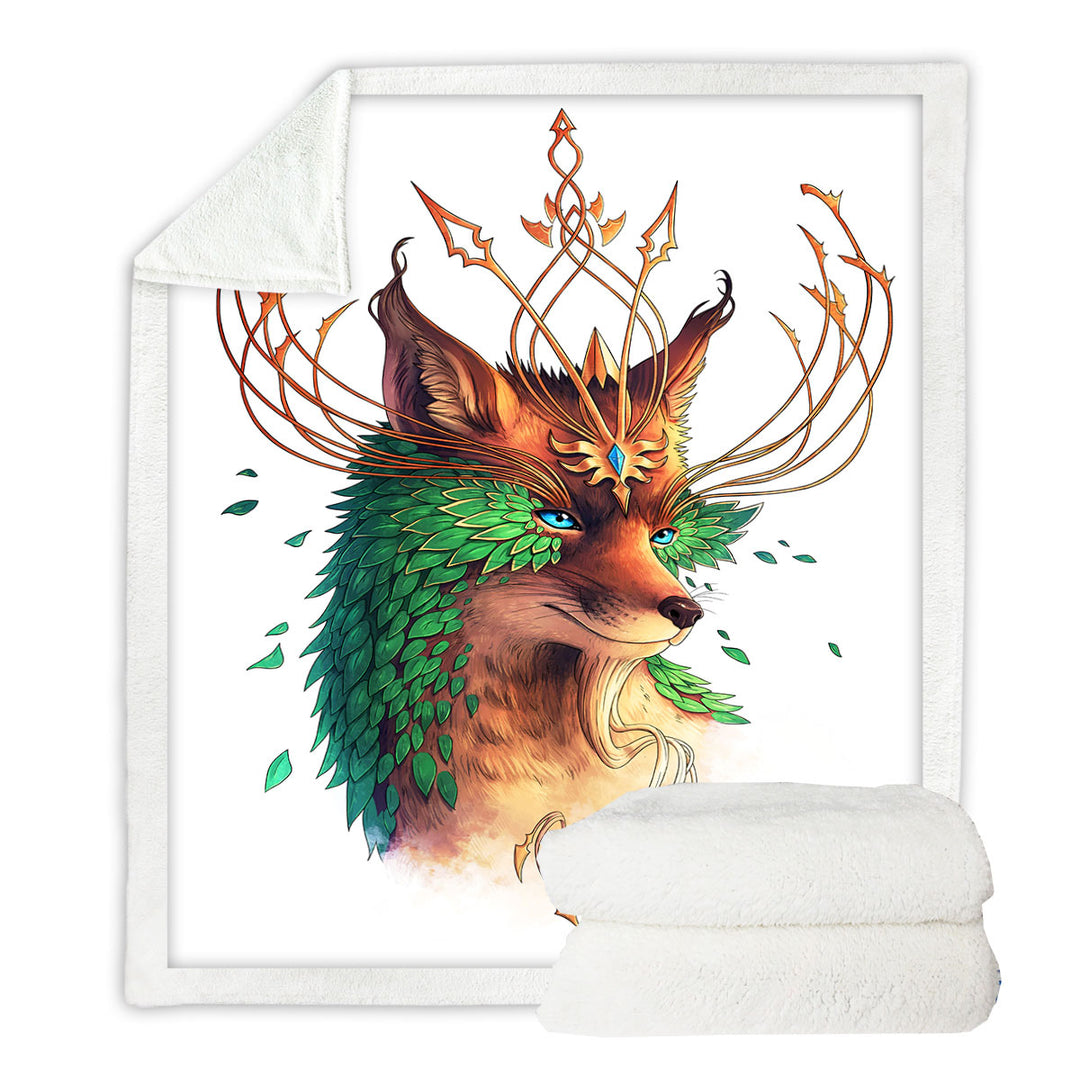 Animal Painting Royal Fox Sherpa Blanket