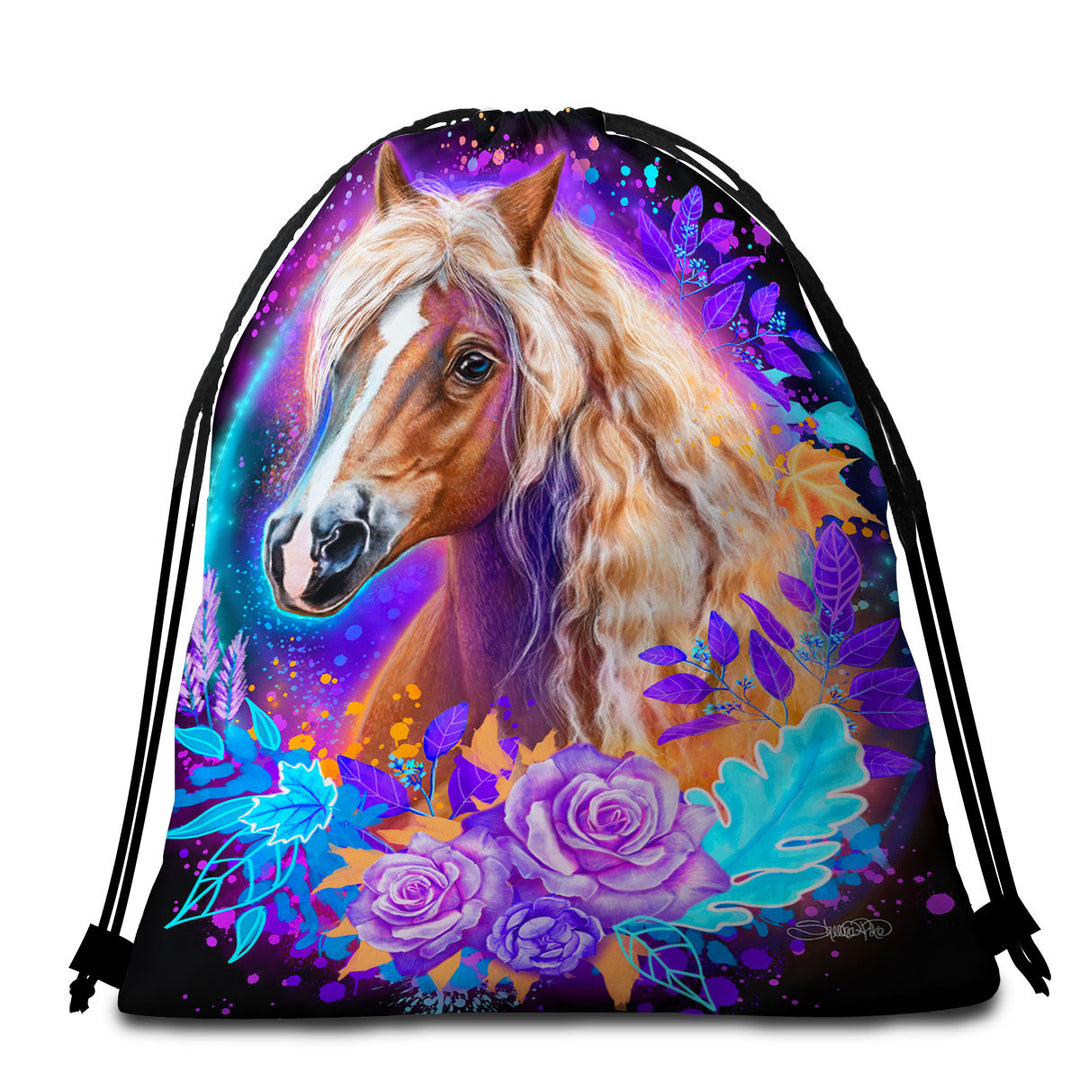 Animals Art Horse Beach Towels and Bags Set