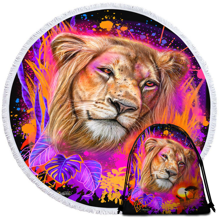 Animals Art Lion Beach Towel