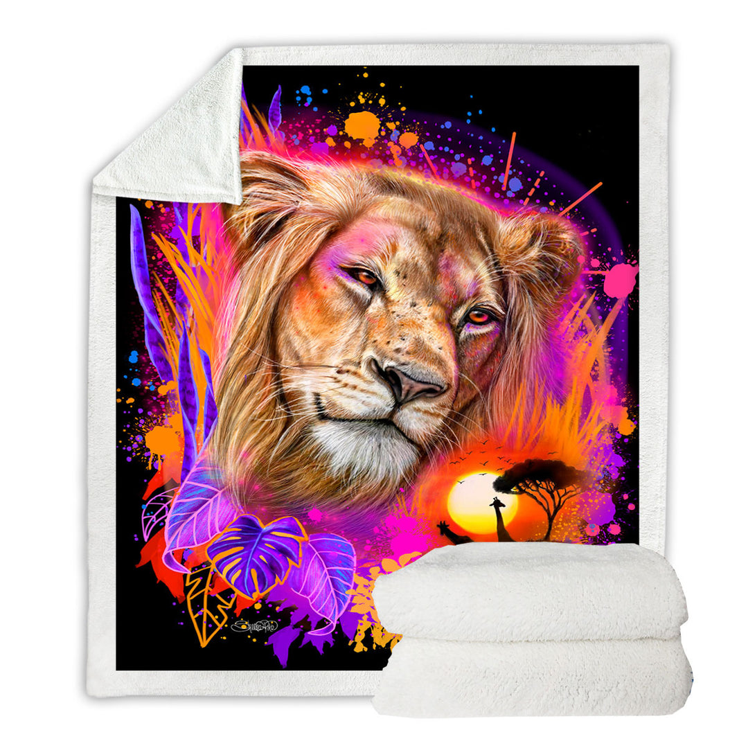 Animals Art Lion Fleece Blankets