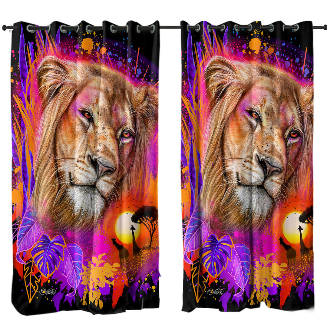 Animals Art Lion Spirit Curtains for Living Room