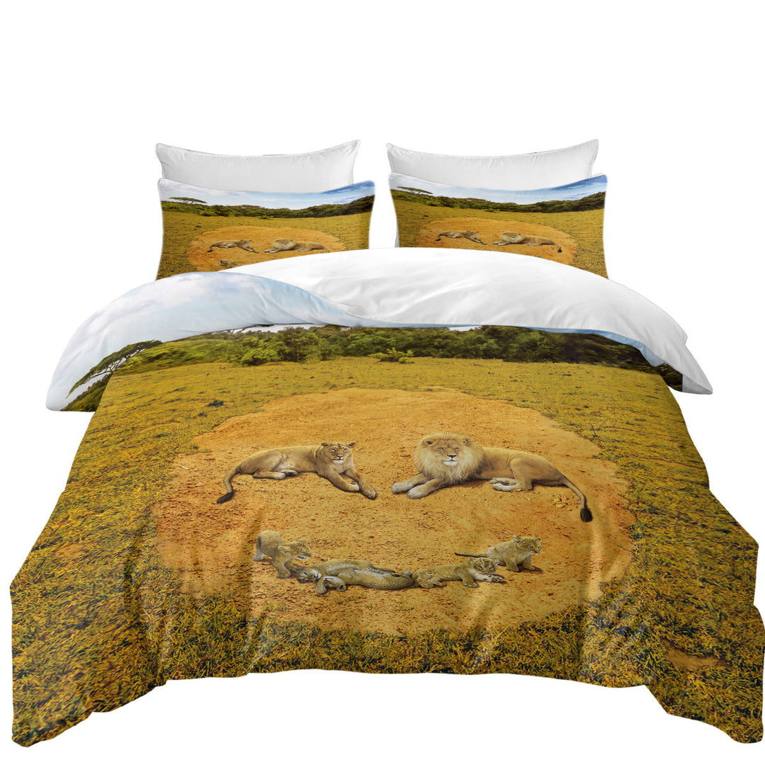 Animals Art Smiley Face Lions Coverlet