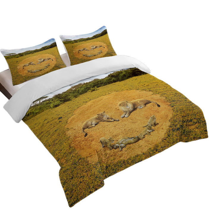 Animals Art Smiley Face Lions Duvet Covers