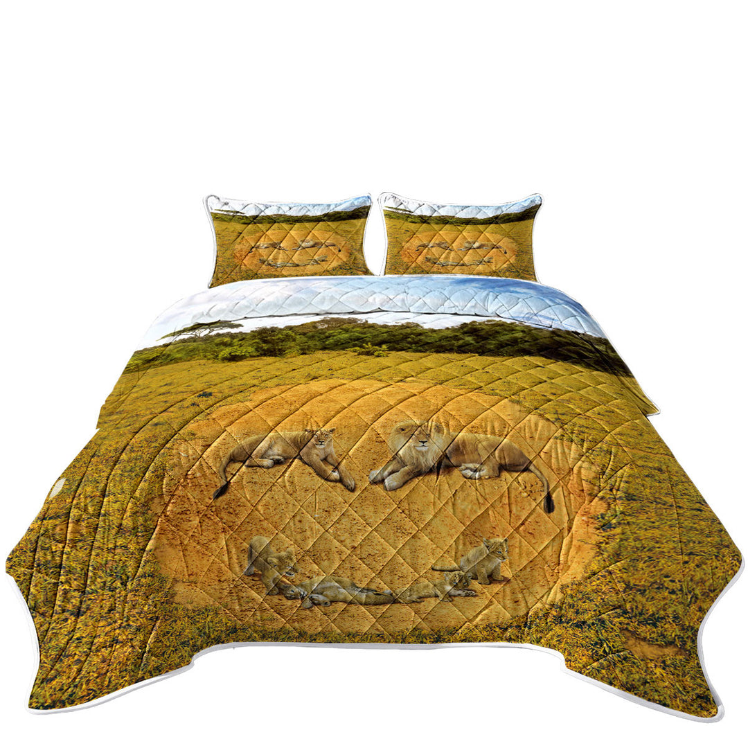 Animals Art Smiley Face Lions Quilts for Beds