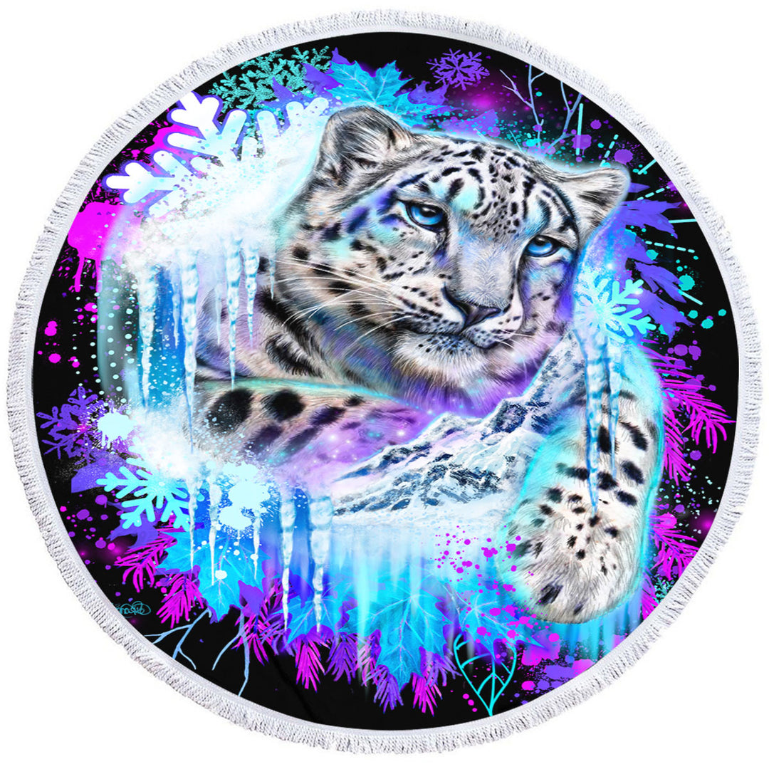 Animals Art Snow Leopard Beach Towel