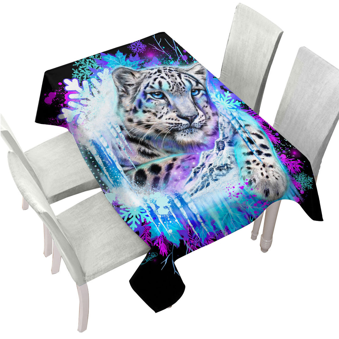 Animals Art Snow Leopard Spirit Custom table cloth