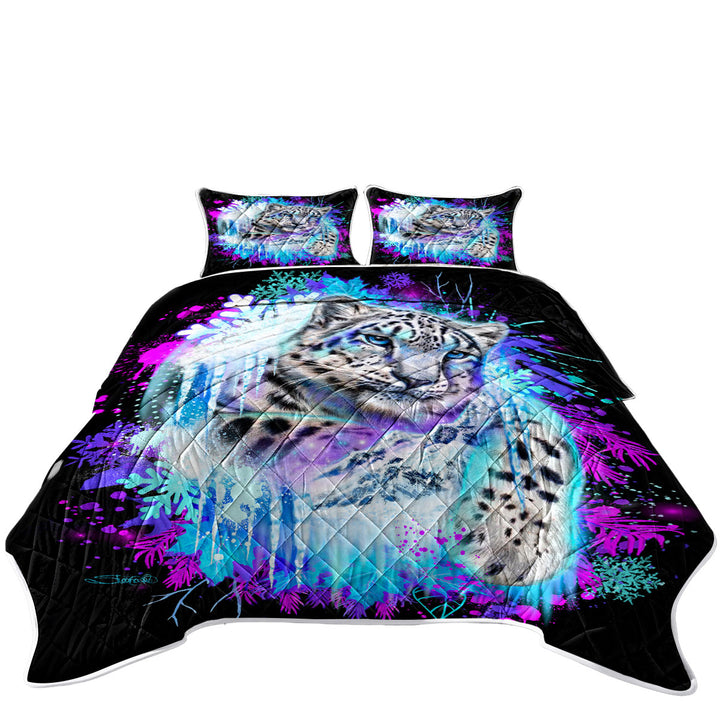 Animals Art Snow Leopard Spirit Quilts for Beds