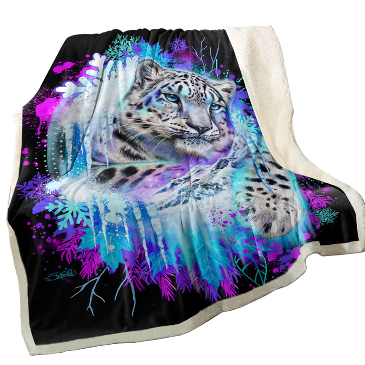 Animals Art Snow Leopard Throw Blanket