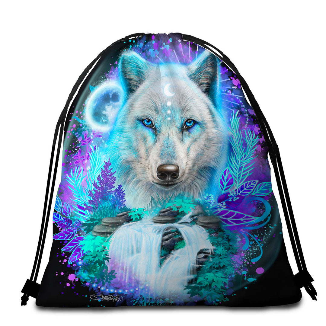 Animals Art Wolf Spirit Beach Towel Bags for Wolf Lovers