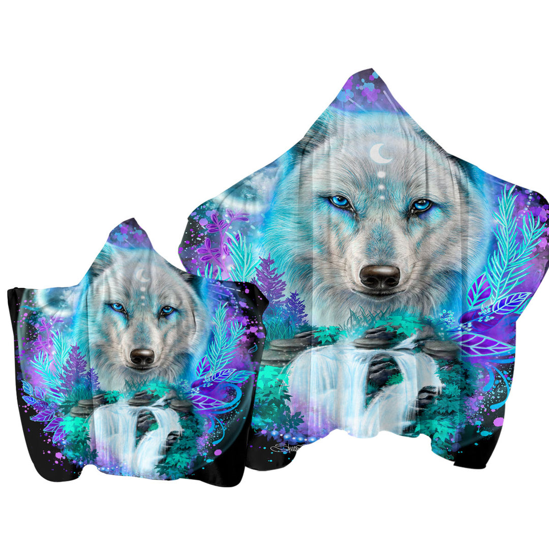 Animals Art Wolf Spirit Hooded Beach Towel