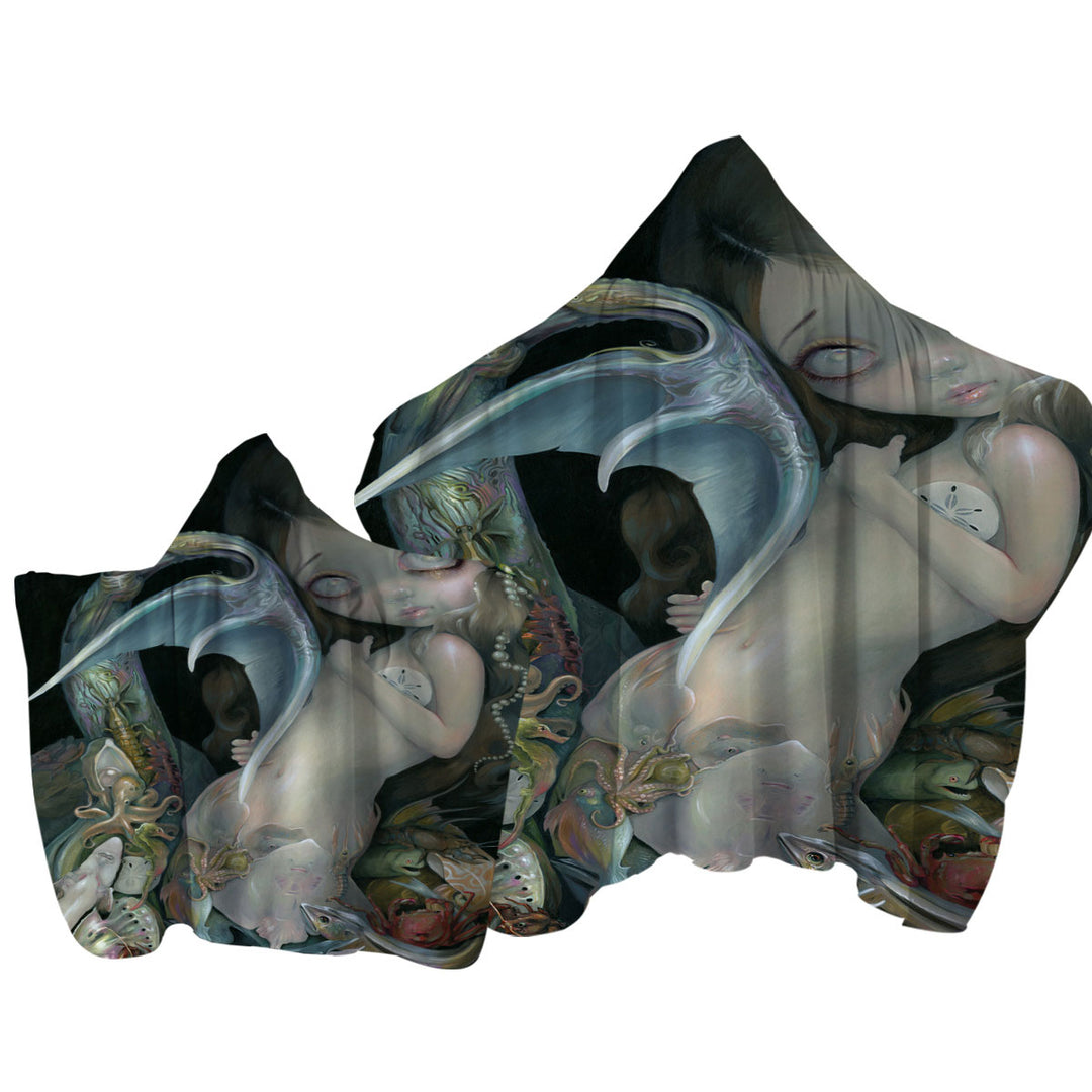 Arcimboldo Mermaid and Marine Life Towel Hoodie