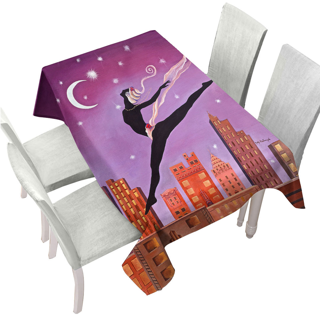 Art Deco Leap Night City Dancing Painting Tablecloths