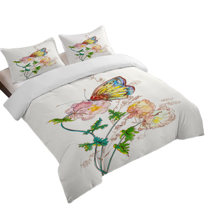 Art Drawing Butterfly JM Design Bed Covers