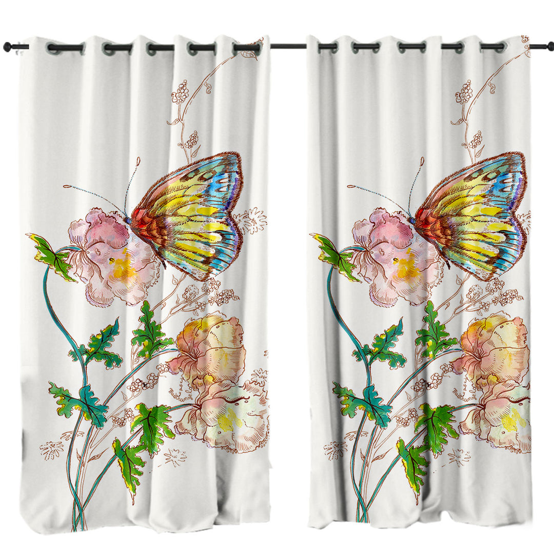 Art Drawing Butterfly JM Design Curtains